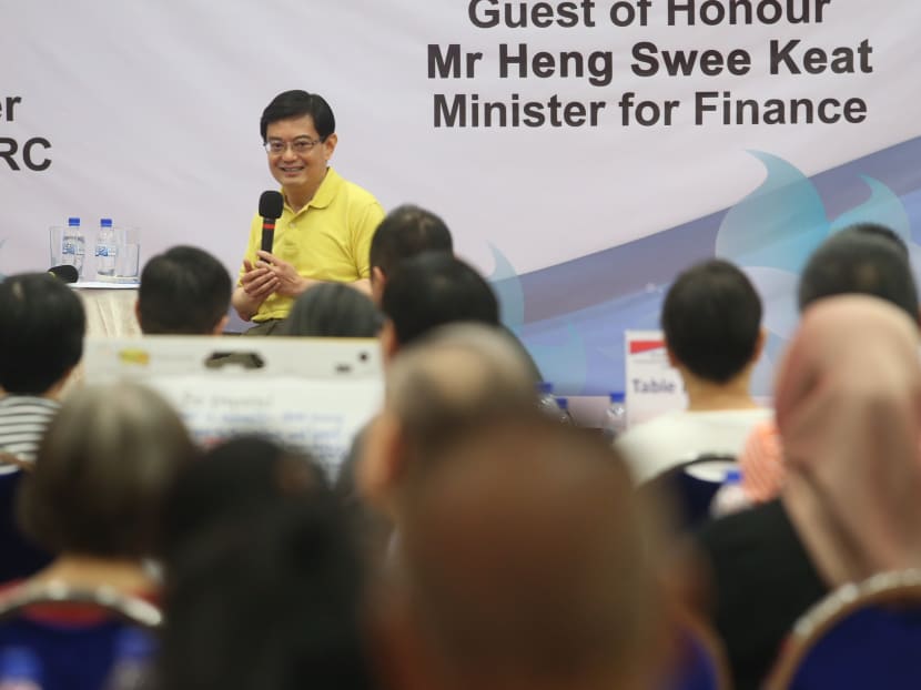 Minister for Finance, Mr Heng Swee Keat was at a community dialogue Dialogue at Cairnhill CC during the Ministerial Community Visit which feature how Moulmein-Cairnhill connects with residents to build a more caring community, on Sunday (Oct 29).  Photo: Koh Mui Fong/TODAY