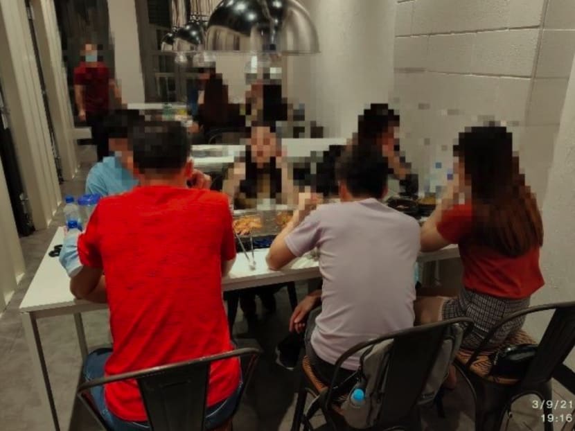 On Dol, a Korean barbecue restaurant in Tanjong Pagar (pictured), failed to enforce the maximum group size of five
fully vaccinated persons on its premises. It had violated Covid-19 regulations before and was ordered to close from Sept 8 to 27, 2021.