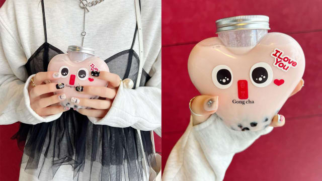 日本贡茶推出超吸睛“爱心瓶”　 情人节收服少女心