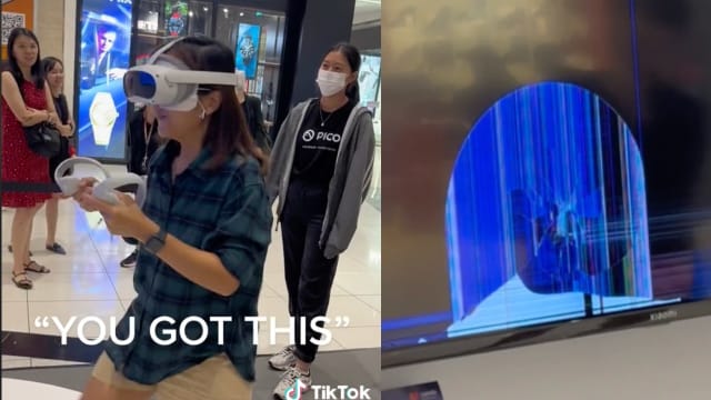 虚拟实境体验“太真实” 本地女子打坏店家电视屏幕