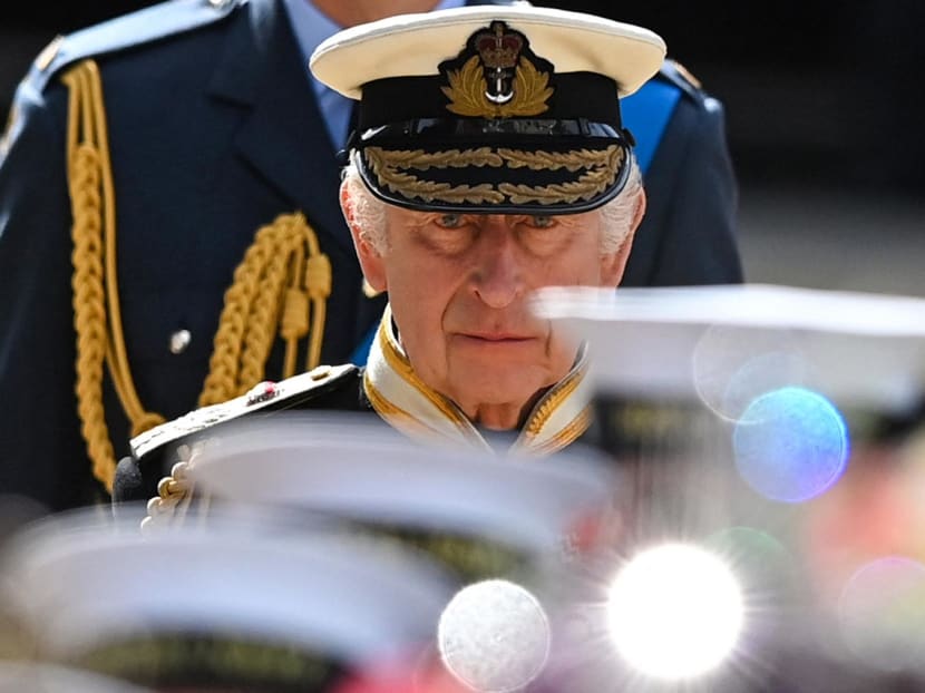 Britain's King Charles III walks behind the coffin of Queen Elizabeth II with the Imperial State Crown resting on top after departing Westminster Abbey during the State Funeral in London, Britain, Sept 19, 2022. Britain's King Charles III walks behind the coffin of Queen Elizabeth II with the Imperial State Crown resting on top after departing Westminster Abbey during the State Funeral in London, Britain, Sept 19, 2022.