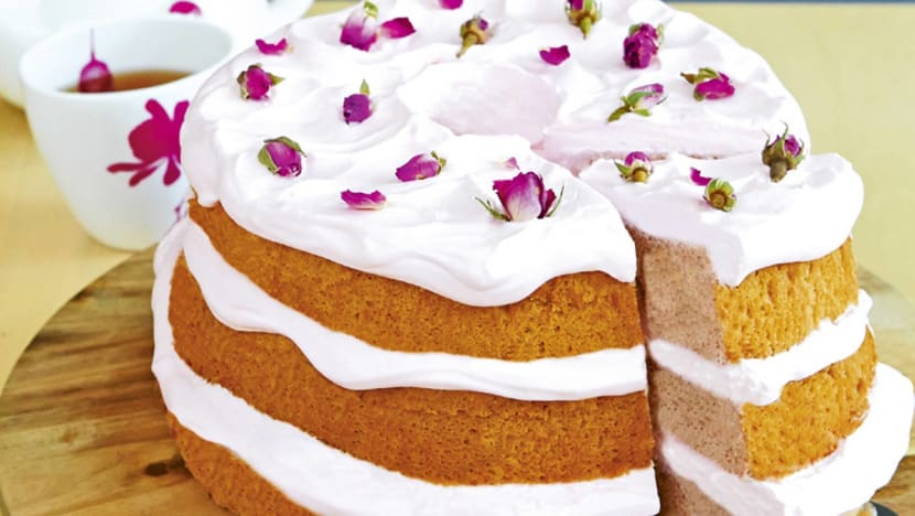 You'll Want To Bury Your Face In This Raspberry & Rose Chiffon Cake