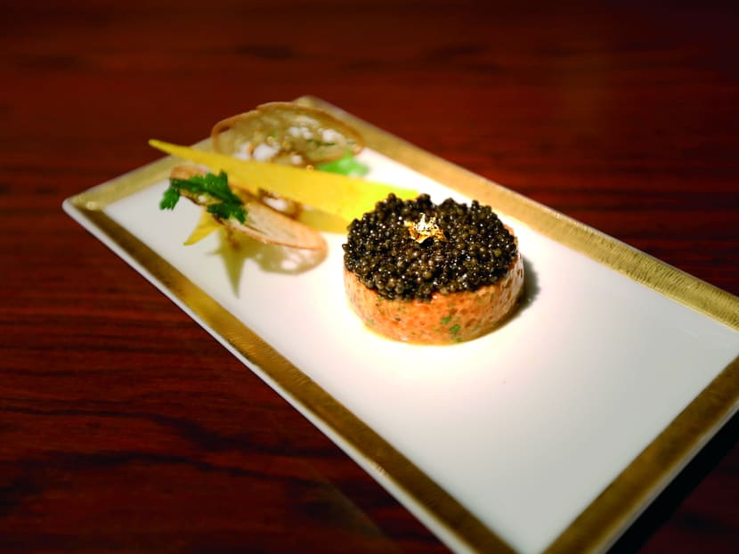 Chef Robuchon’s Le Saumon — salmon tartare flavoured with shiso.