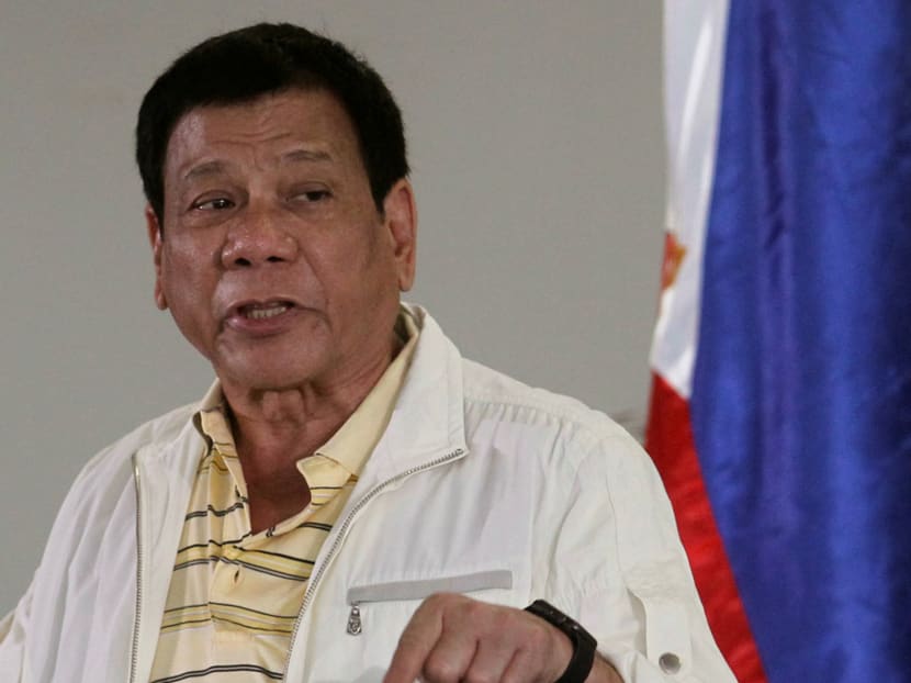 Philippines' President Rodrigo Duterte gestures while answering questions during his pre-departure news conference before leaving for the Association of Southeast Asian Nations (ASEAN) Summit in Laos at the Davao International Airport in Davao city, Philippines September 5, 2016. Photo: Reuters