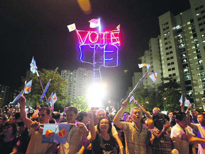 Supporters of the Workers' Party after the final rally for the Punggol East by-election in 2013. TODAY file photo