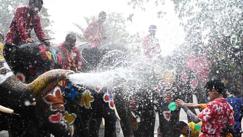 Water battles with elephants kick off Thai New Year Water battles with elephants kick off Thai New Year