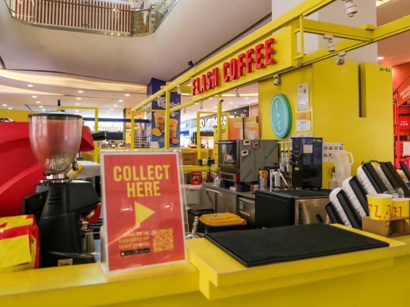 A Flash Coffee outlet at Jurong Point mall was closed on Oct 13, 2023.