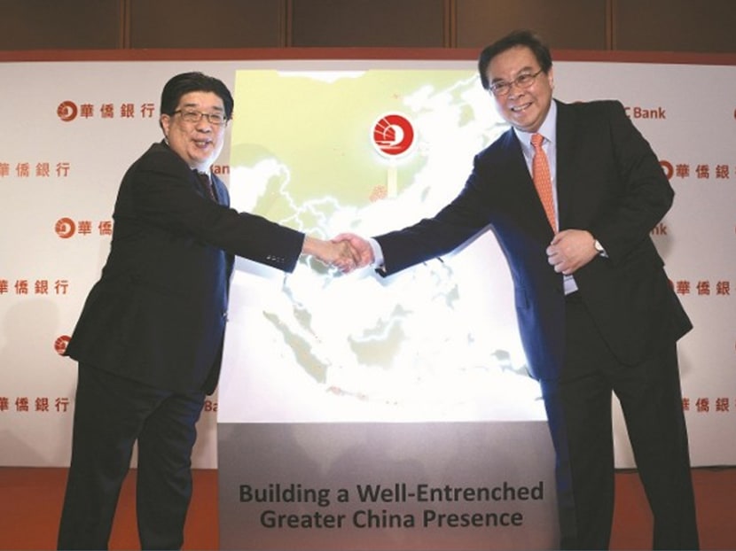 OCBC Bank Group Chief Executive Officer Mr Samuel Tsien (right) and Wing Hang Bank Chief Executive Officer Mr Na Wu Beng. Photo: OCBC Bank