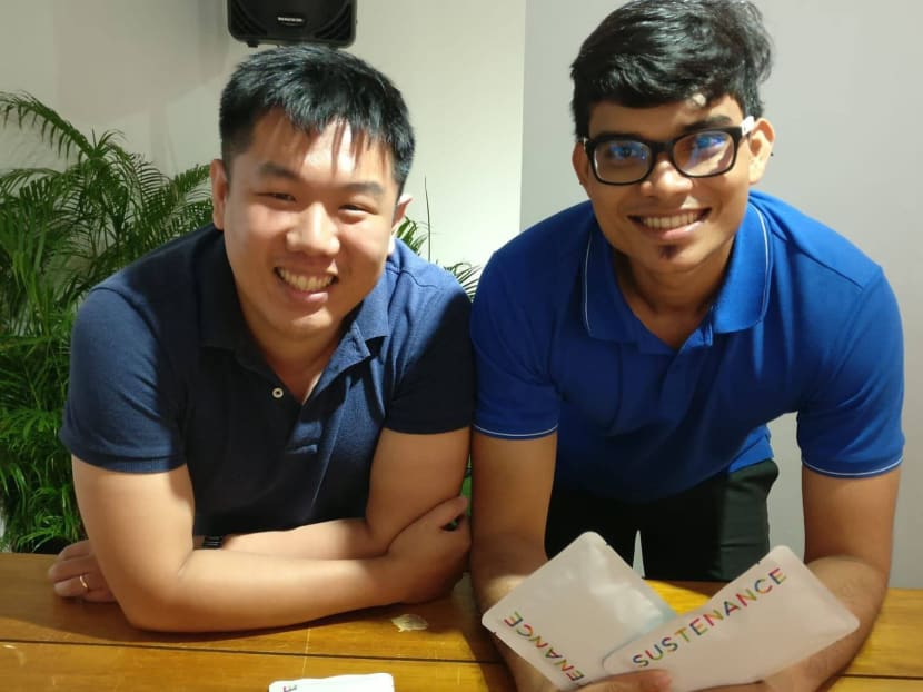 Sustenance's two-men team Mr Raymond Yeong and Mr Gautam Param. Sustenance's two-men team Mr Raymond Yeong and Mr Gautam Param.