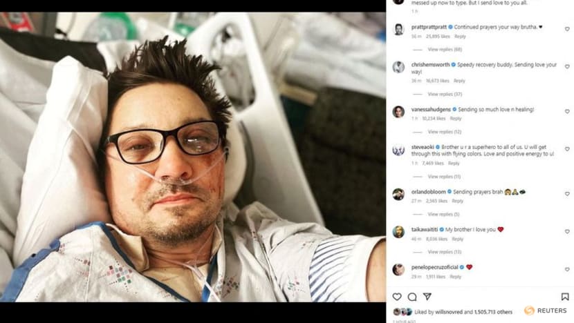 'Avengers' star Jeremy Renner says broke more than 30 bones in snow clearing accident 'Avengers' star Jeremy Renner says broke more than 30 bones in snow clearing accident