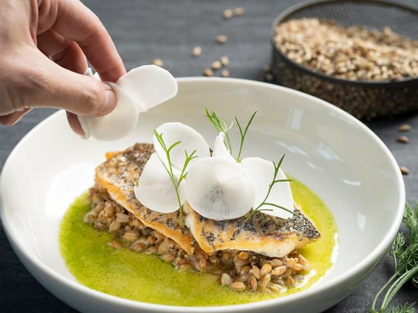 Easy home recipe: LeVel33's sea bass and beer malt 'risotto' Easy home recipe: LeVel33's sea bass and beer malt 'risotto'