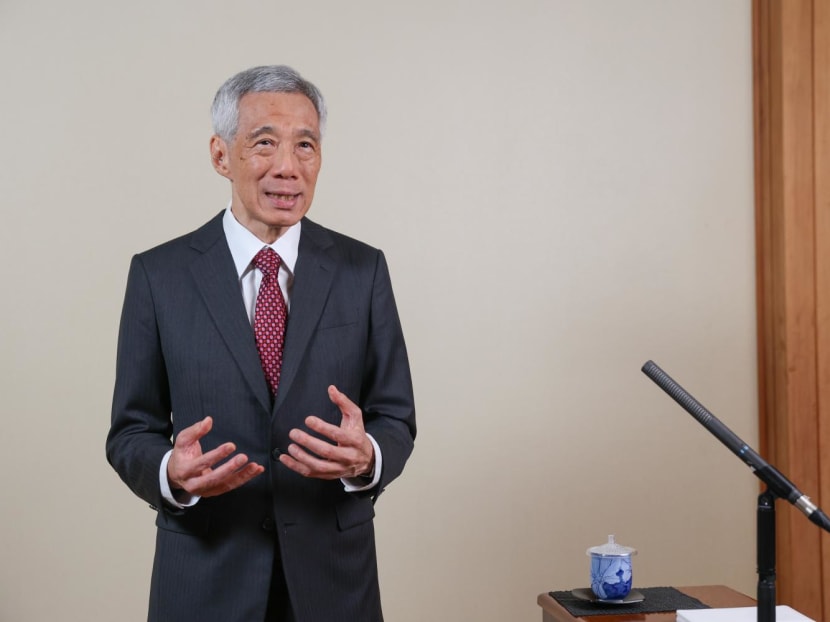 Prime Minister Lee Hsien Loong is seen here in a video message for a Forum of Small States' (FOSS) reception on the sidelines of the United Nations (UN) General Assembly in New York on Sept 22, 2022. 