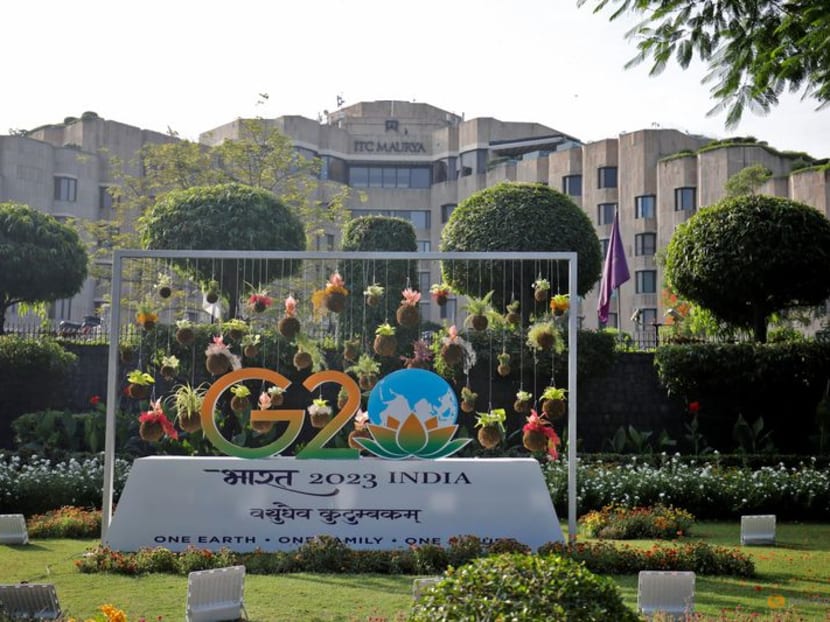 A model of G20 is pictured outside ITC Maurya hotel ahead of the G20 Summit in New Delhi, India, Sept 8, 2023. A model of G20 is pictured outside ITC Maurya hotel ahead of the G20 Summit in New Delhi, India, Sept 8, 2023.
