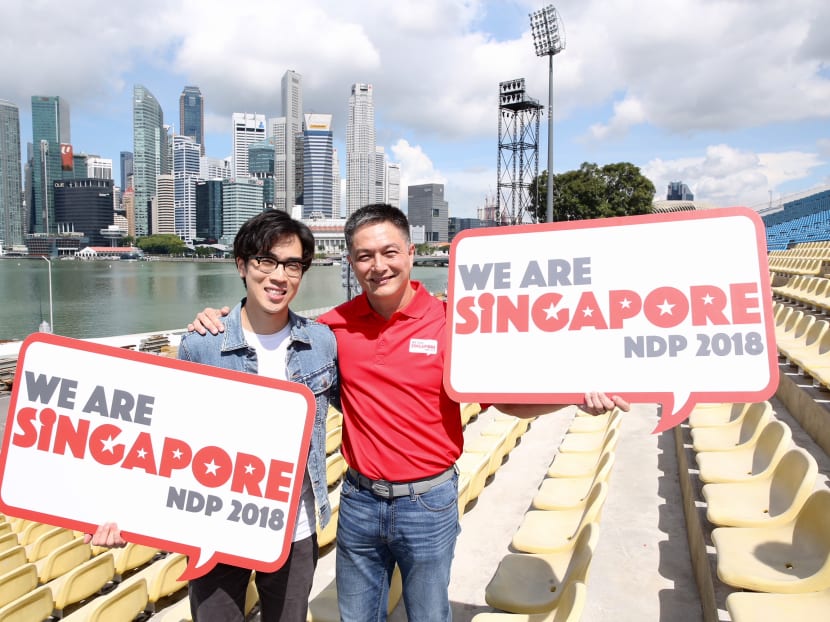 NDP 2018 Media eXperience: “We Are Singapore” chairman of NDP 2018 exco Alfred Fox (right) and singer for the NDP 2018 theme song, Charlie Lim at The Float @ Marina Bay on Tuesday, May 22, 2018.