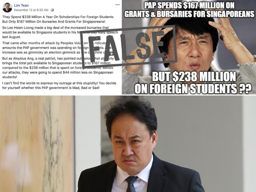 In his posts, opposition member Lim Tean had said that the MOE spends more on foreign students than local ones.