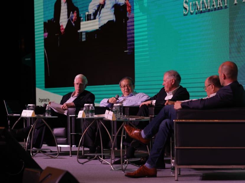 The summary plenary session on Friday (June 29) was moderated by (from left to right) Dr Linton Wells II. Panellists included: Mr Peter Ho, Mr Frank Kendall, Mr Rafi Maor and Dr Thomas Philbeck.