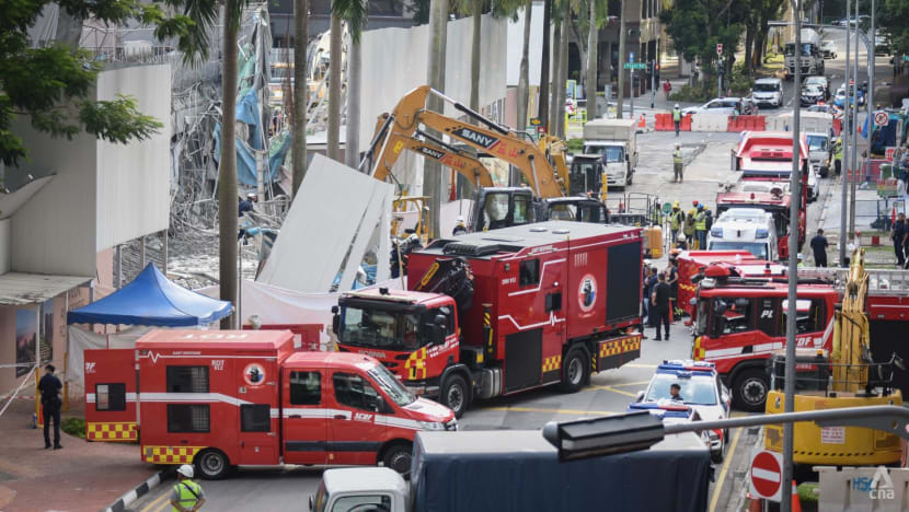 Tanjong Pagar building structure collapse: Reinforced concrete wall fell onto the street during demolition