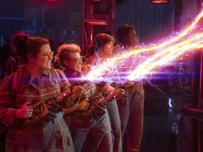 The Ghostbusters Abby (Melissa McCarthy), Holtzmann (Kate McKinnon), Erin (Kristen Wiig) and Patty (Leslie Jones) in Columbia Pictures' GHOSTBUSTERS. Photo: AP
