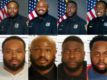  This combination of photos from the Memphis Police Department in Tennessee created on Jan 26, 2023 shows, former Memphis, Tennessee, police officers (from left to right) Demetrius Haley, Desmond Mills, Emmitt Martin, Tadarrius Bean, and Justin Smith.