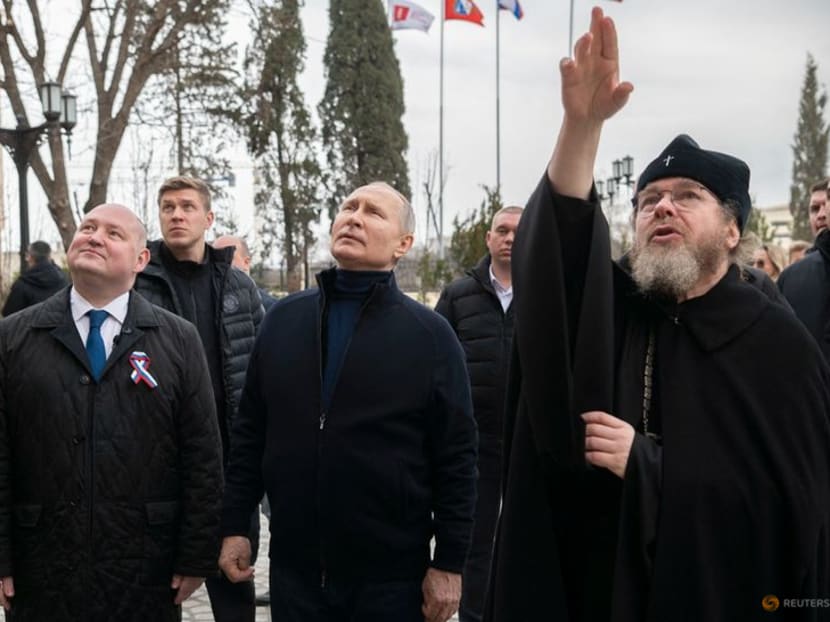 Putin visits Crimea on anniversary of its annexation from Ukraine Putin visits Crimea on anniversary of its annexation from Ukraine