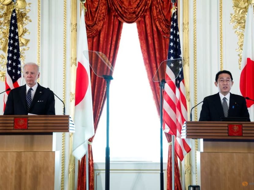 US President Joe Biden and Japan's Prime Minister Fumio Kishida attend a joint news conference after their bilateral meeting ata Akasaka Palace in Tokyo, Japan, May 23, 2022. 