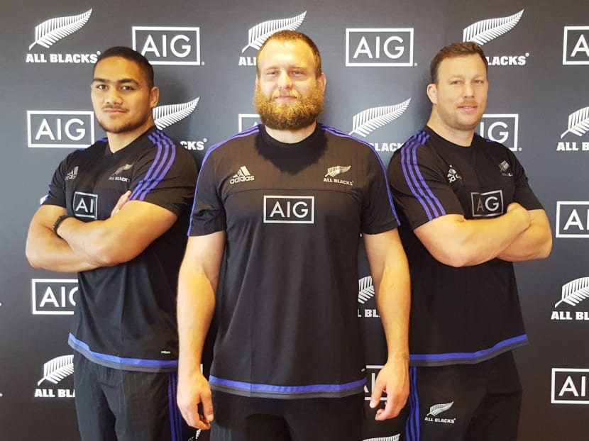 All Blacks props Ofa Tu’ungafasi, Joe Moody and  Wyatt Crockett say being able to rely completely on everyone else is a foundation for consistent performance. Photo: Teo Teng Kiat