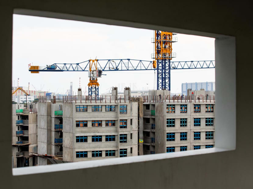 A view of Built-to-Order flats being constructed.