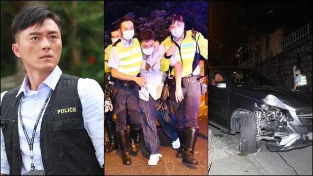 TVB男星杨明酒驾酿车祸　右边车头被撞毁