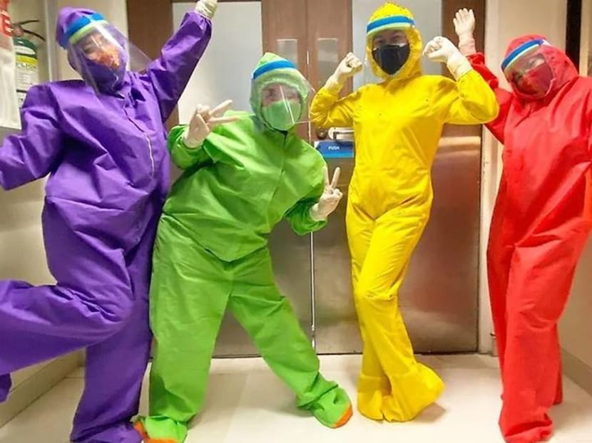 Eh oh! The Teletubbies healthcare workers are here in their self-made suits Eh oh! The Teletubbies healthcare workers are here in their self-made suits