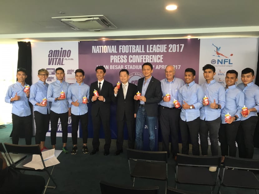 National Football League clubs will get their registration fees - about $1,200 per club - to participate in the tournament waived. This was announced at a media event at the Football Association of Singapore headquarters on Saturday, April 22, 2017. Photo: Gerard Wong/TODAY