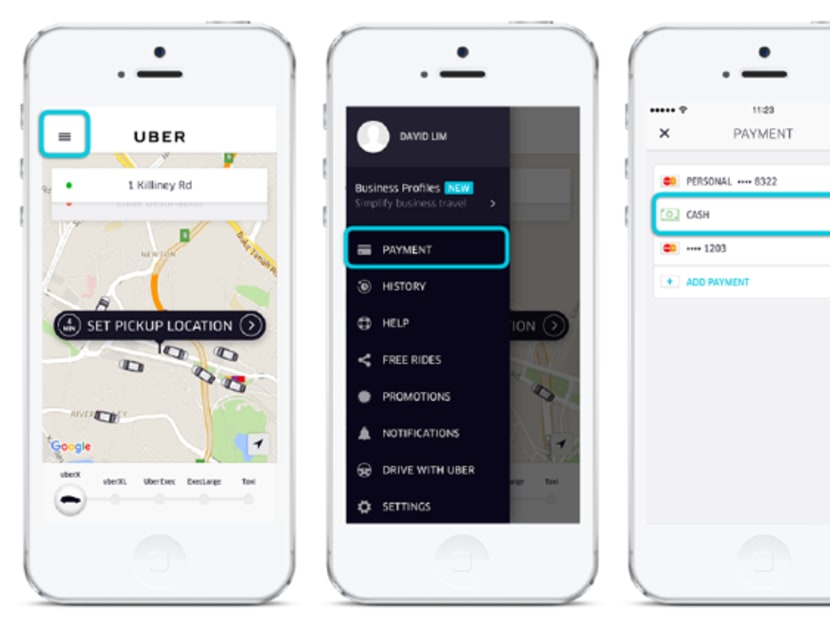 From Wednesday (April 6), Uber app users will have the option to pay by cash. Photo: Uber