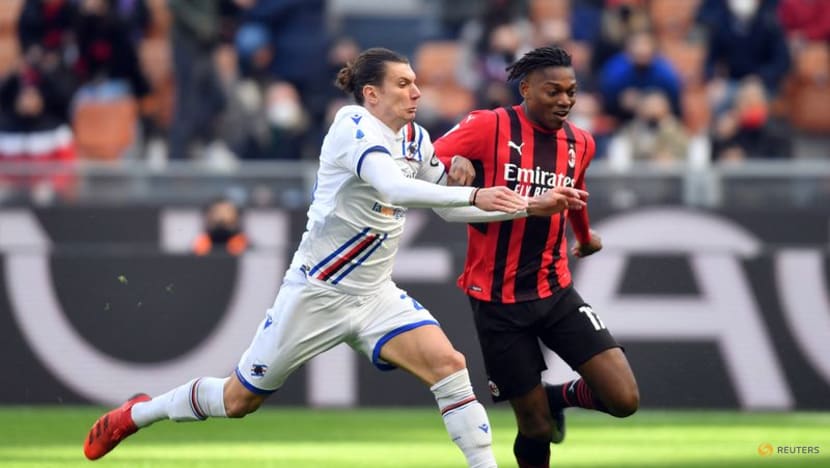 Soccer - Leao fires Milan top of Serie A with win over Sampdoria Soccer - Leao fires Milan top of Serie A with win over Sampdoria