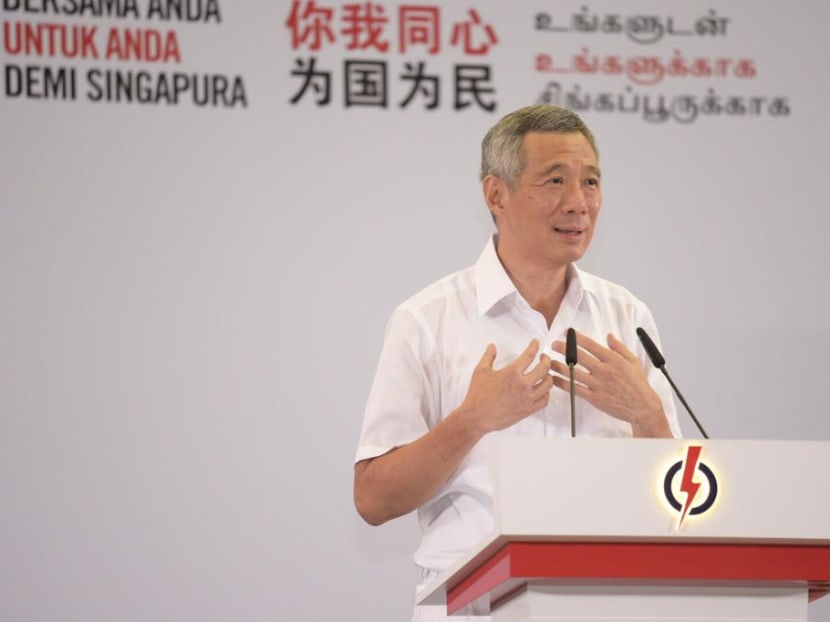 PM Lee speaking at the unveiling of the GE 2015 manifesto. Photo: Channel NewsAsia