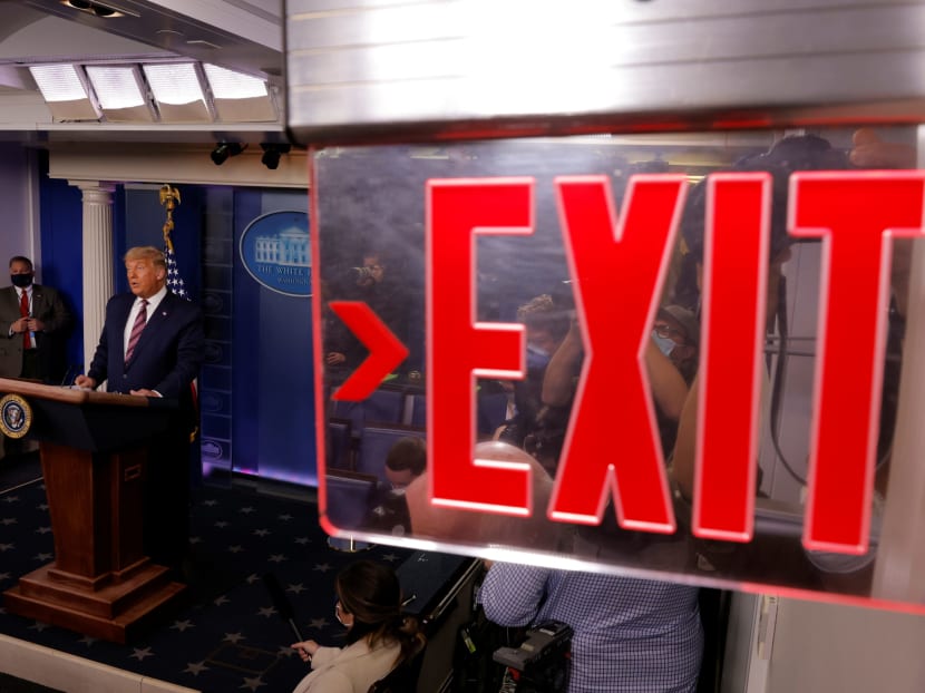 US President Donald Trump speaks about the 2020 US presidential election results in the Brady Press Briefing Room at the White House in Washington, US on Nov 5, 2020. US President Donald Trump speaks about the 2020 US presidential election results in the Brady Press Briefing Room at the White House in Washington, US on Nov 5, 2020.