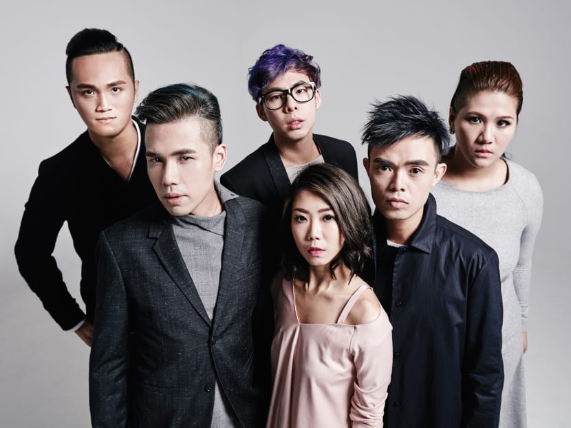 Local vocal group MICappella - clockwise from left: Peter Huang, Goh Mingwei, Calin Wong, Juni Goh, Tay Kexin and Eugene Yip – are looking forward to their concert at the Capitol Theatre. Photo: MICappella