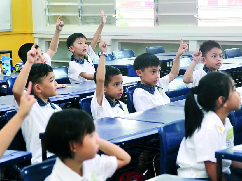 Primary One students at St Hilda's Primary School. Photo by OOI BOON KEONG.