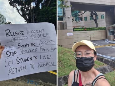 Twitter user @kellymilkies posted these pictures of herself outside the Chinese embassy in Singapore on Nov 28, 2022. 