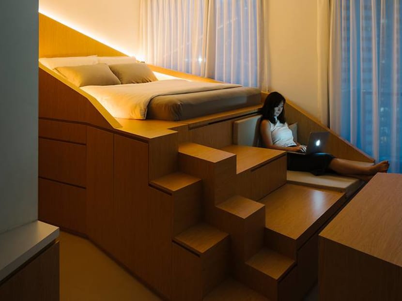 A 460 sq ft studio apartment with a literal out-of-the-box space-saving design A 460 sq ft studio apartment with a literal out-of-the-box space-saving design