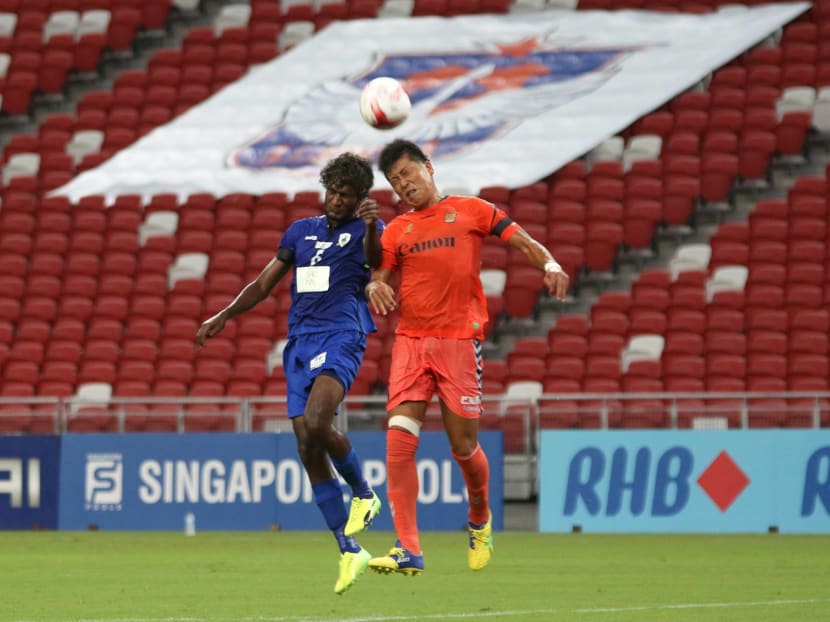 Madhu Mohana in action against Albirex Niigata at the  Community Shield on Feb 26 at the National Stadium. Photo courtesy of S.League