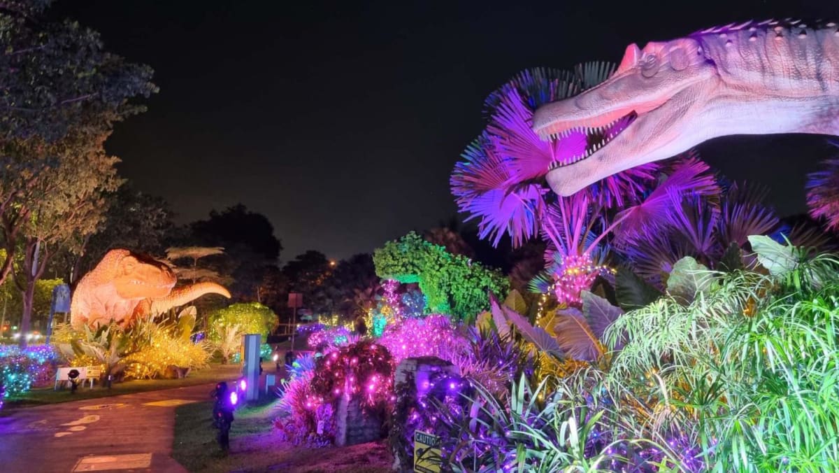 Christmas light up Glowing dinosaurs a puzzle hunt and food