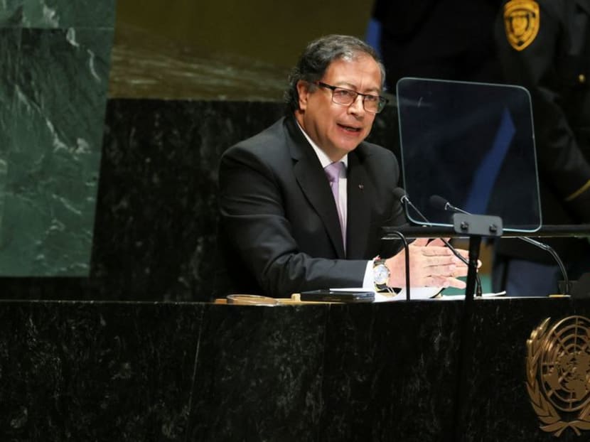 Colombia's President Gustavo Petro addresses the 78th Session of the U.N. General Assembly in New York City, U.S., September 19, 2023. REUTERS/Brendan McDermid Colombia's President Gustavo Petro addresses the 78th Session of the U.N. General Assembly in New York City, U.S., September 19, 2023. REUTERS/Brendan McDermid