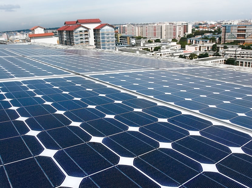 Currently, 176 HDB blocks have solar panels and the number is set to grow to 300 blocks next year. Energy generated from these panels help power common services such as lifts and corridor lighting. TODAY File Photo