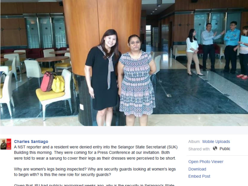 A screen capture of Klang MP Charles Santiago’s Facebook post on the two women who were denied entry into the Selangor state secretariat building. Photo: Facebook/Charles Santiago