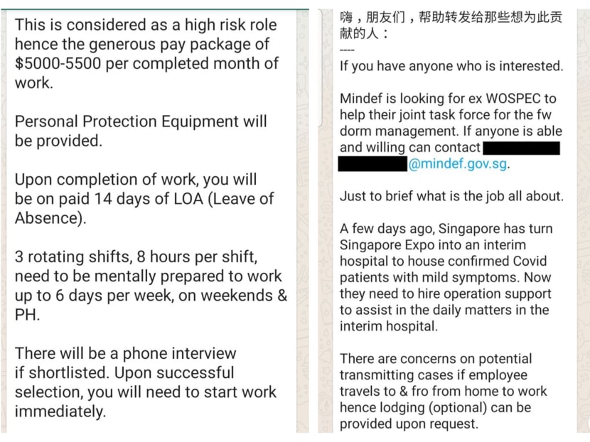 Ex-SAF regulars being sought to manage dorms, but messages asking for personal details are fake: Mindef Ex-SAF regulars being sought to manage dorms, but messages asking for personal details are fake: Mindef