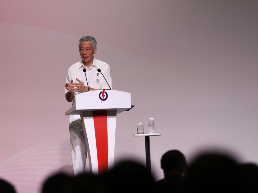 PM Lee speaking at the PAP Convention 2021 at Suntec City, Nov 28.