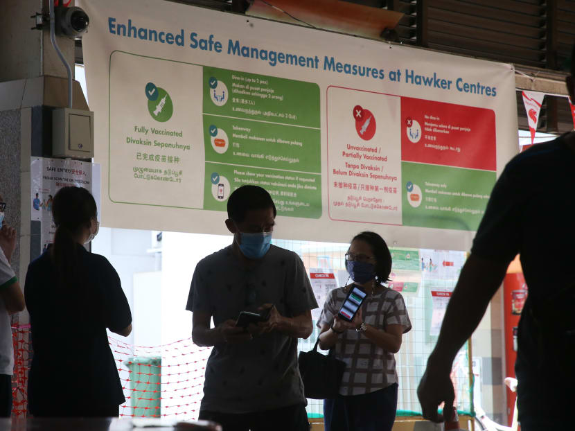 Hawkers welcome larger dine-in groups but some worry access controls may be hard to enforce Hawkers welcome larger dine-in groups but some worry access controls may be hard to enforce