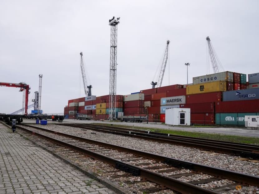 A view shows railway tracks at a commercial port in the Baltic Sea town of Baltiysk in the Kaliningrad region, Russia October 28, 2021. A view shows railway tracks at a commercial port in the Baltic Sea town of Baltiysk in the Kaliningrad region, Russia October 28, 2021. 