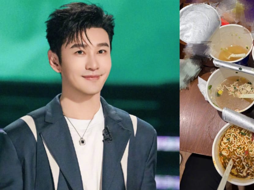 Huang Xiaoming says he ate 5 bowls of cup noodles; shocked netizens want him to live stream himself eating as proof 
