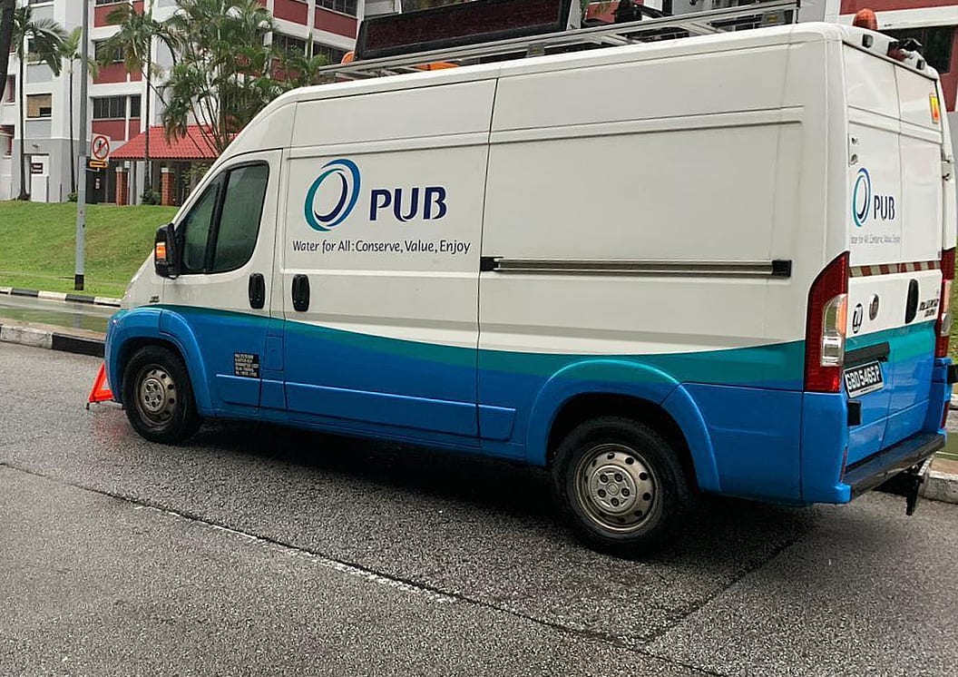 A PUB vehicle seen on the roads in a housing estate.