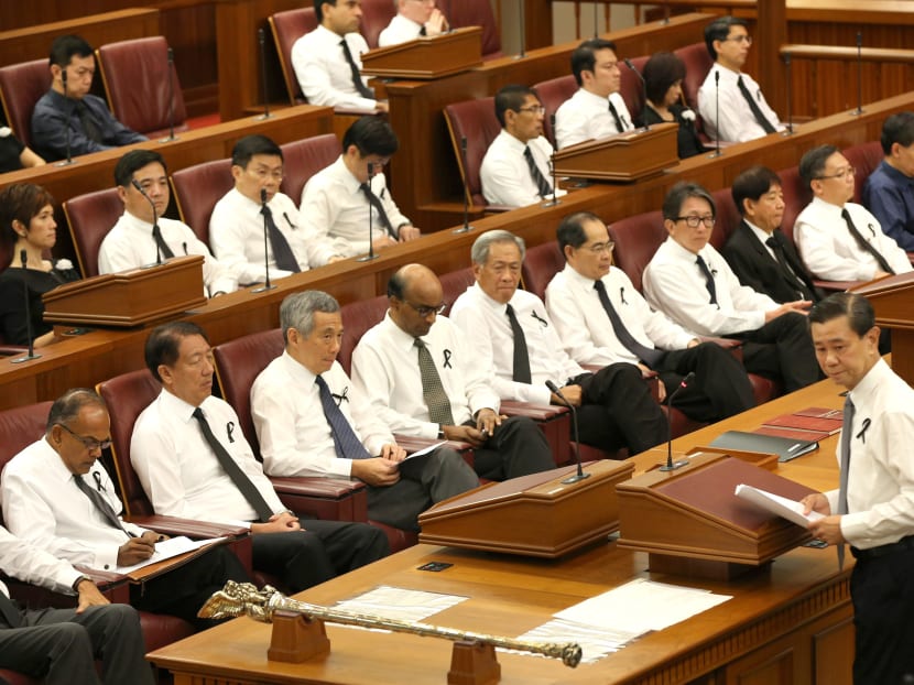 MP (Bishan-Toa Payoh) and former Deputy Prime Minister Mr Wong Kan Seng made a speech at the Special Parliamentary Session in tribute to the late Mr Lee Kuan Yew. Photo: MCI